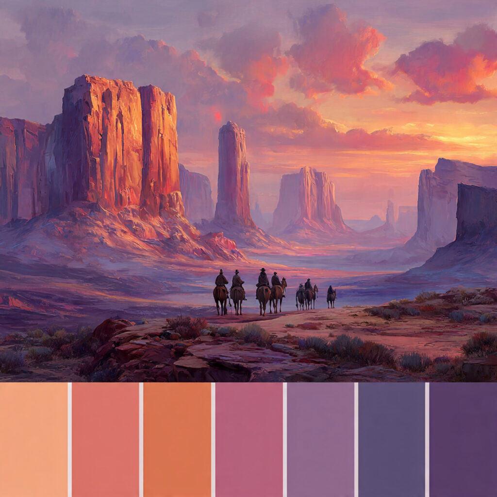 a breathtaking desert landscape at sunset with