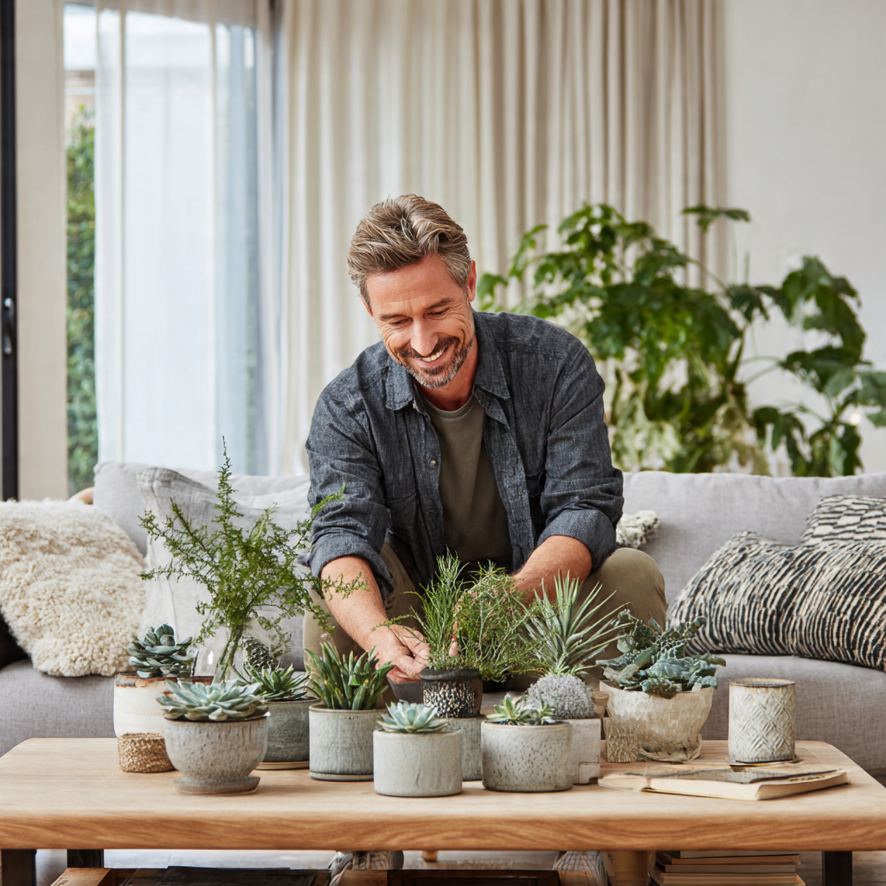 a bright airy living room with a