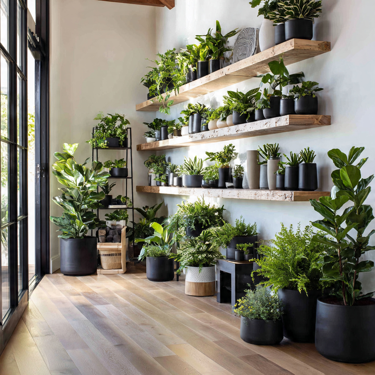 25 Elegant Black & White Bedroom Ideas | High-Contrast Style 23 a bright modern interior showcasing lush green