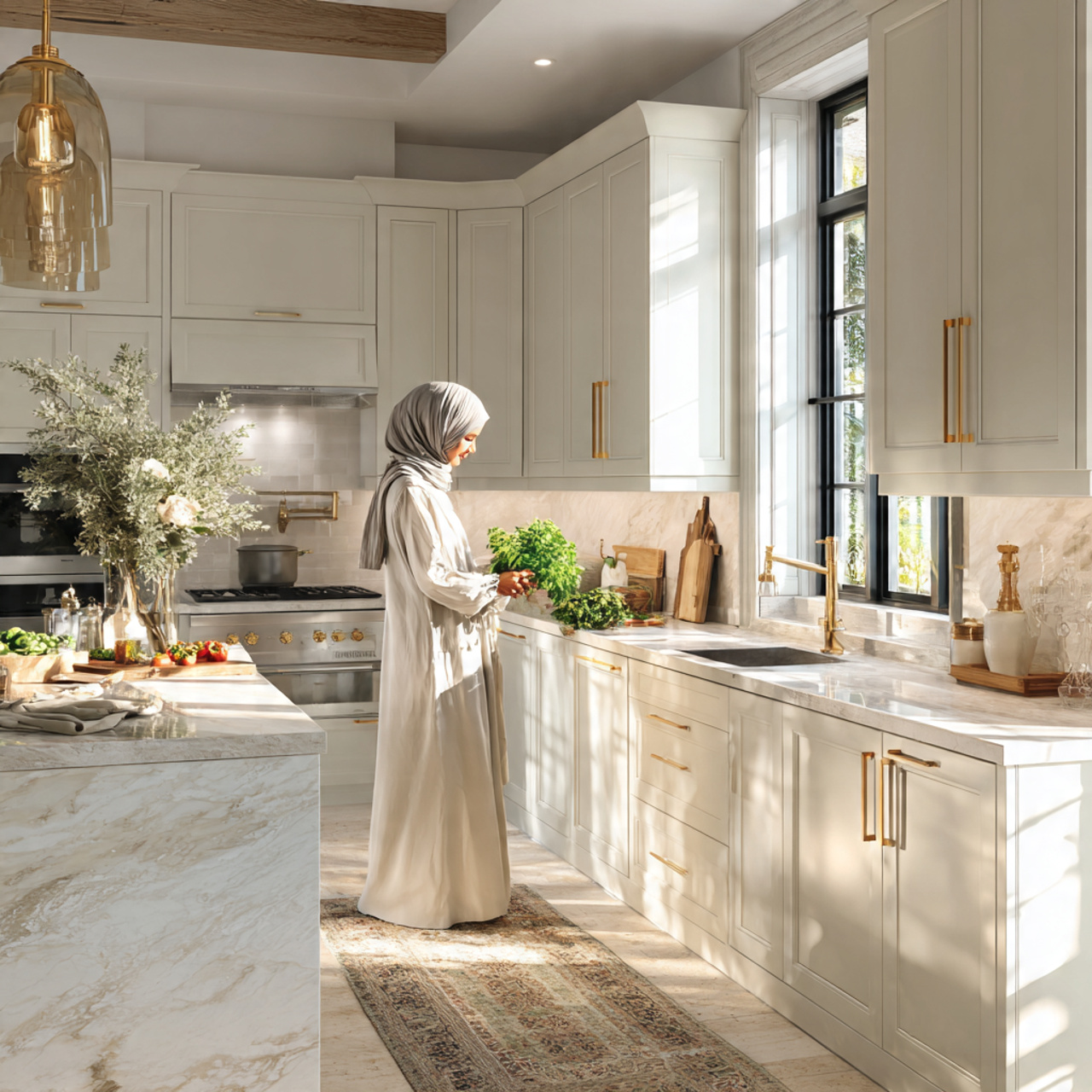 a bright modern kitchen with creamy white