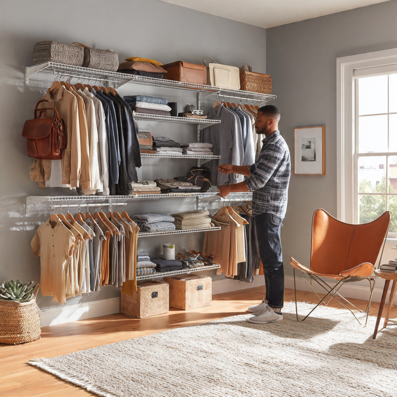 25 Chic Small Room Ideas: Transform Your Tiny Space Into Luxury 17 a compact bedroom showcasing an open closet