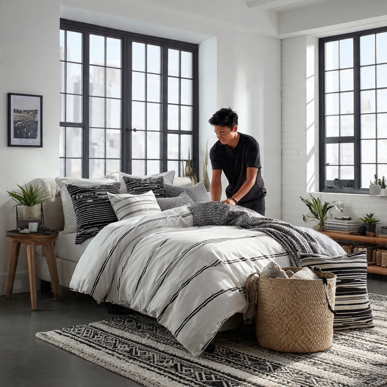 25 Chic Small Room Ideas: Transform Your Tiny Space Into Luxury 19 a compact bedroom with bold high contrast black