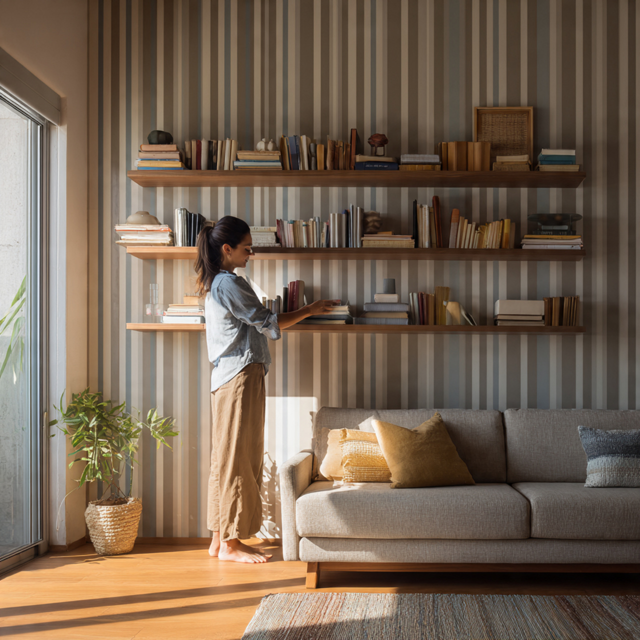 25 Chic Small Room Ideas: Transform Your Tiny Space Into Luxury 8 a compact living area with vertical striped