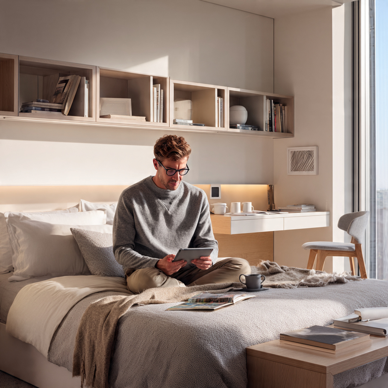 25 Chic Small Room Ideas: Transform Your Tiny Space Into Luxury 15 a compact modern bedroom featuring seamless technology