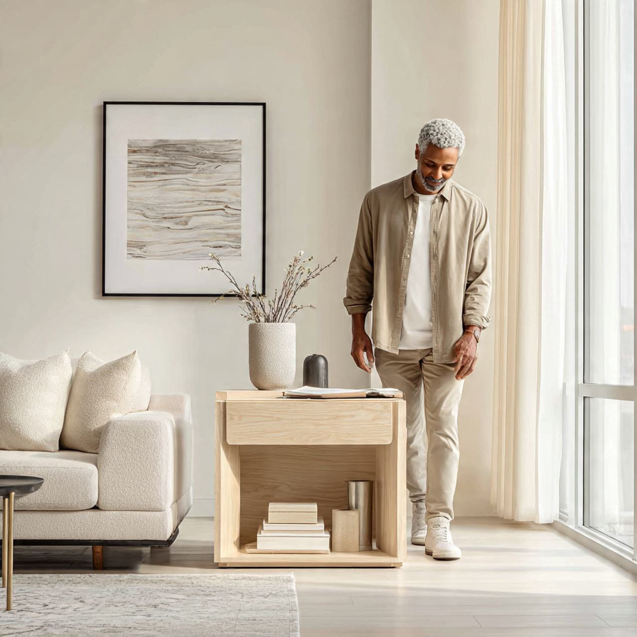 a contemporary interior showcasing light maple wood