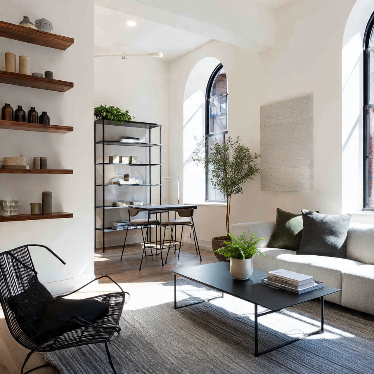 25 Elegant Black & White Bedroom Ideas | High-Contrast Style 19 a contemporary interior showcasing sleek metal furniture