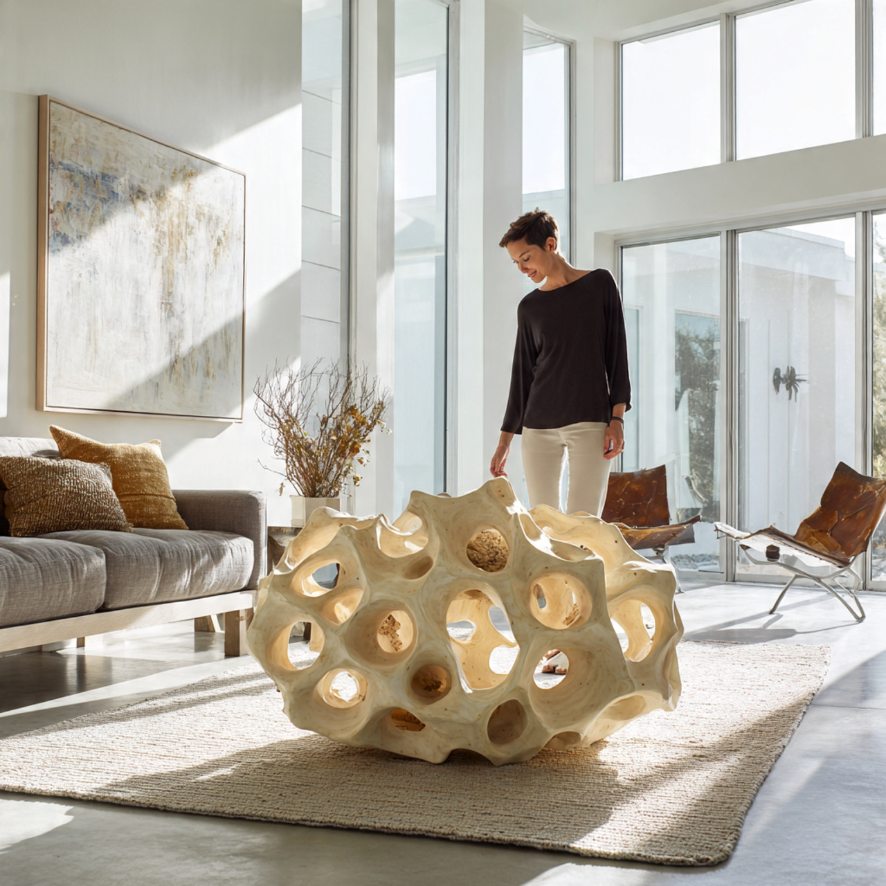 a contemporary living room featuring a coffee 1