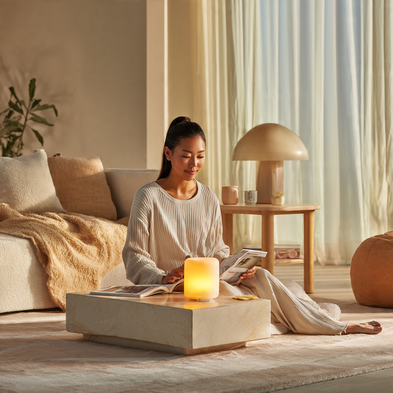 a contemporary living room with an oversized