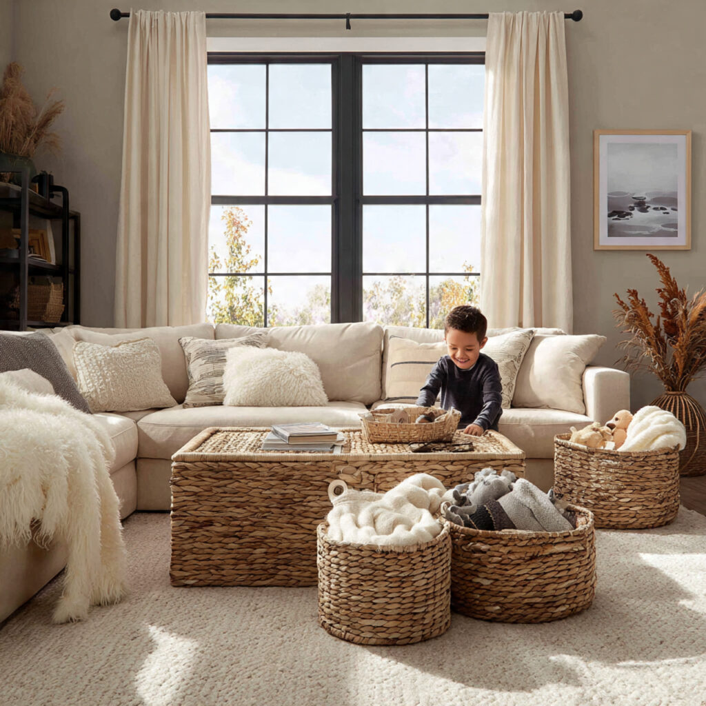 a cozy family living room with a