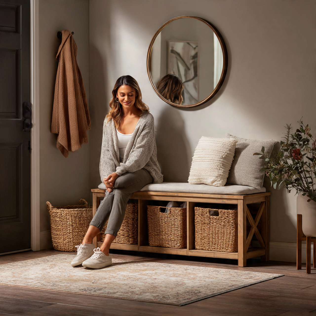 a cozy front entry space highlighting entryway decor