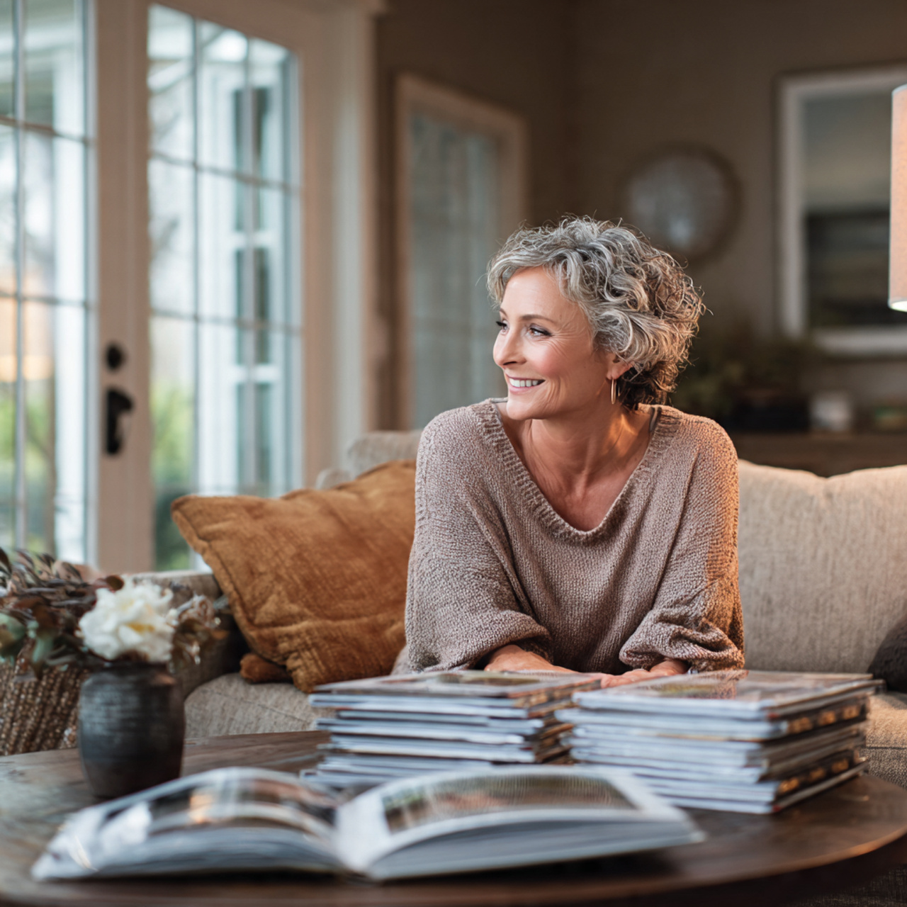 a cozy inviting living room with a