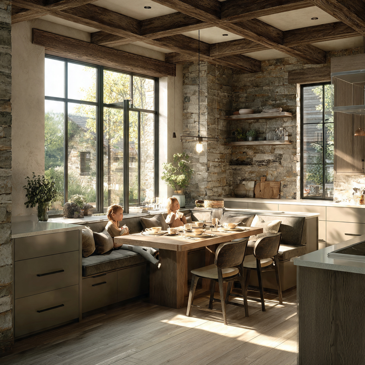 25 Dream Kitchen Design Ideas for a Stylish, Functional Home 16 a cozy kitchen featuring an integrated seating