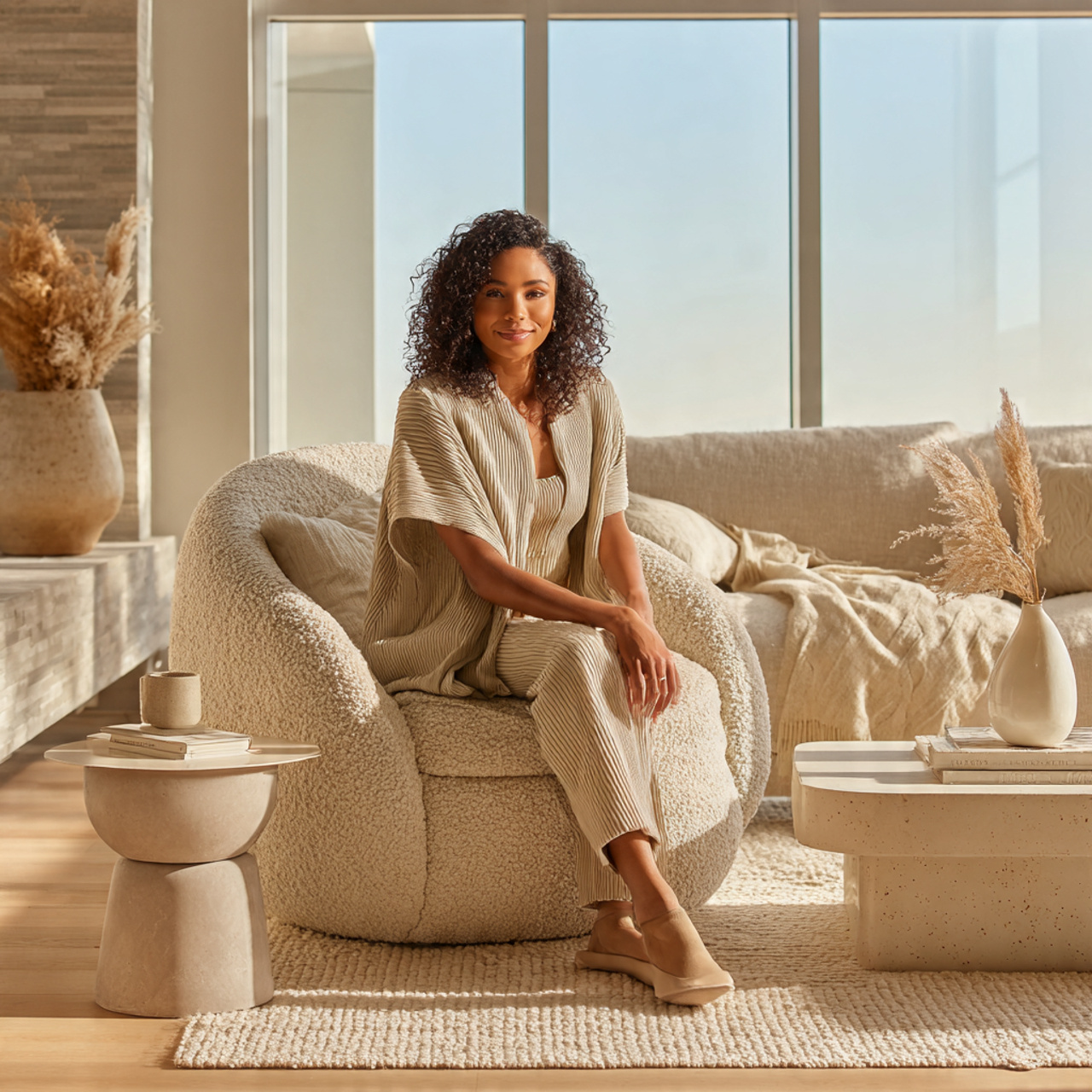 a cozy modern living room captured from