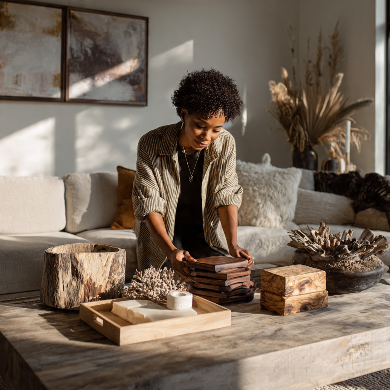 a cozy modern living room featuring a 1