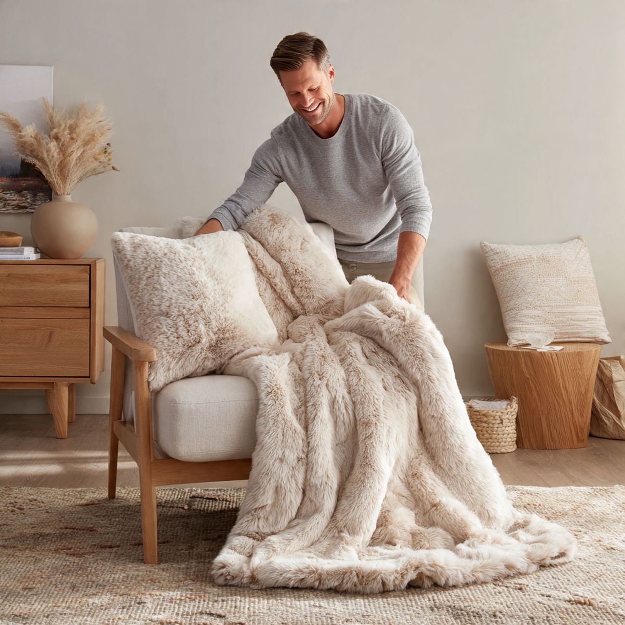 a cozy nursery glider draped with a