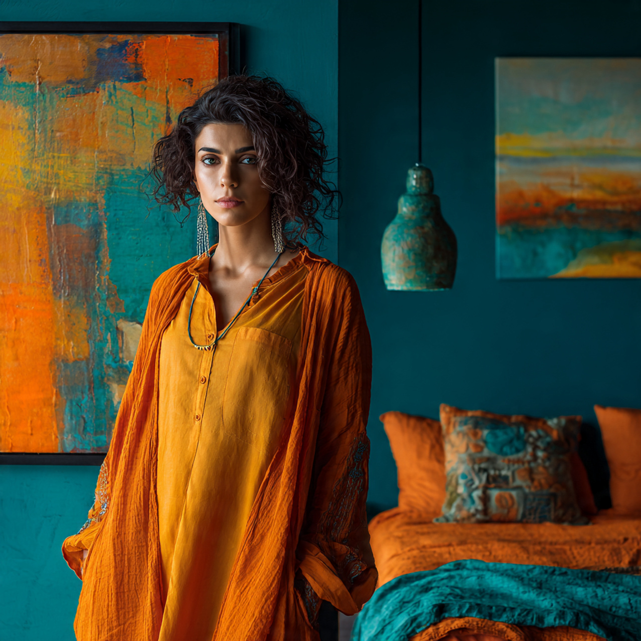 a dramatic bedroom interior featuring bedroom color