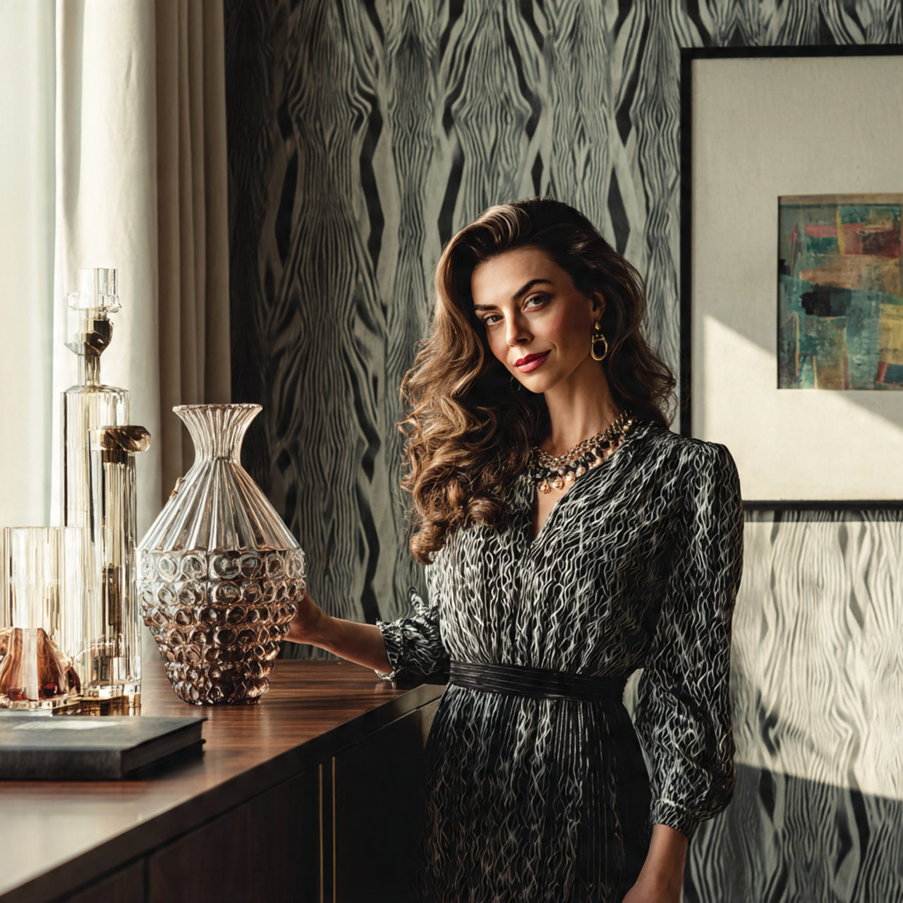 a dramatic dining room featuring dining room