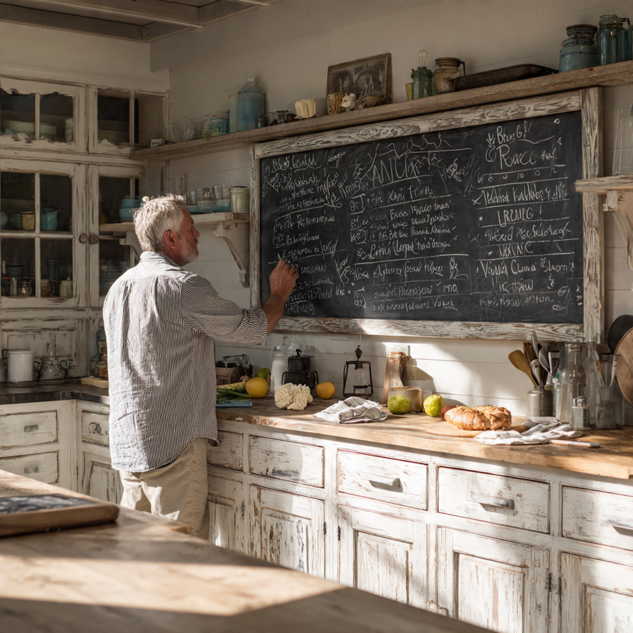 25 Farmhouse Kitchen Ideas: Cozy, Rustic, & Timeless Designs for Your Home 12 a farmhouse kitchen featuring a small chalkboard