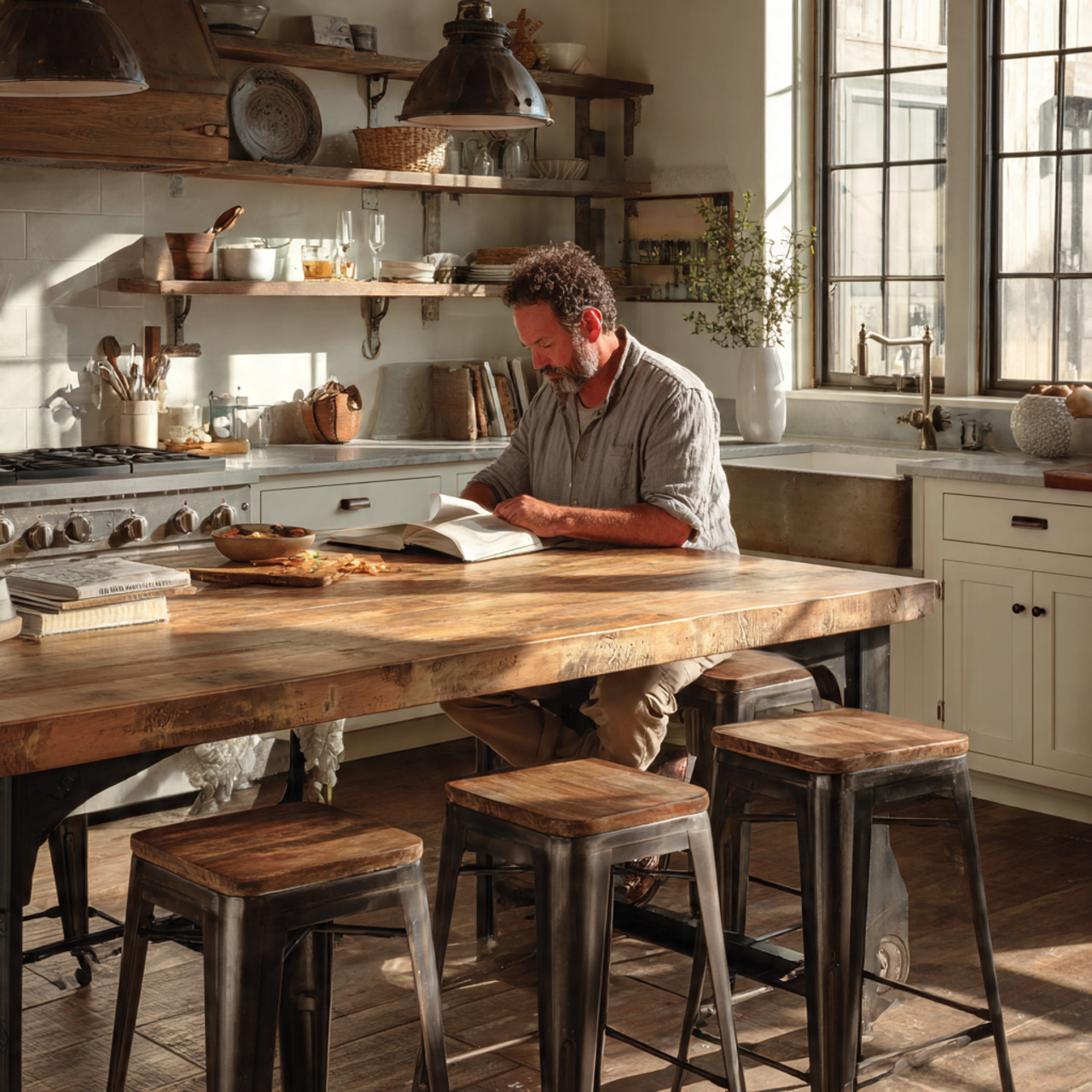 25 Farmhouse Kitchen Ideas: Cozy, Rustic, & Timeless Designs for Your Home 15 a farmhouse kitchen with a thick butcher