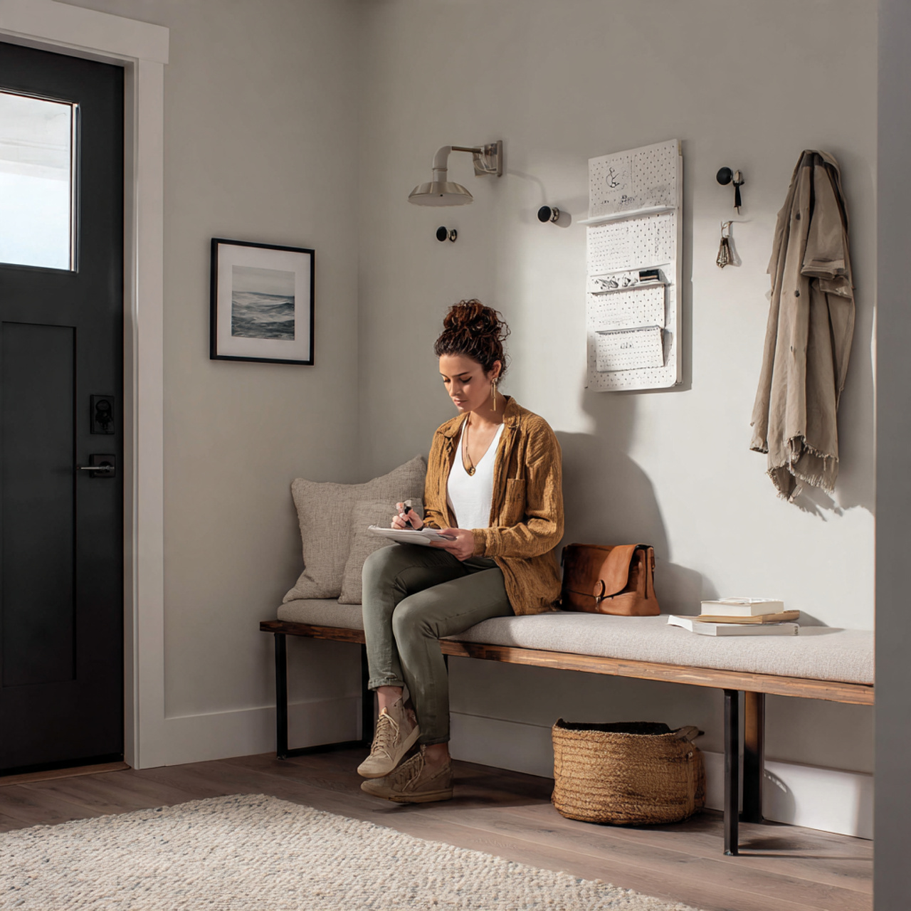 a functional stylish foyer featuring entryway decor