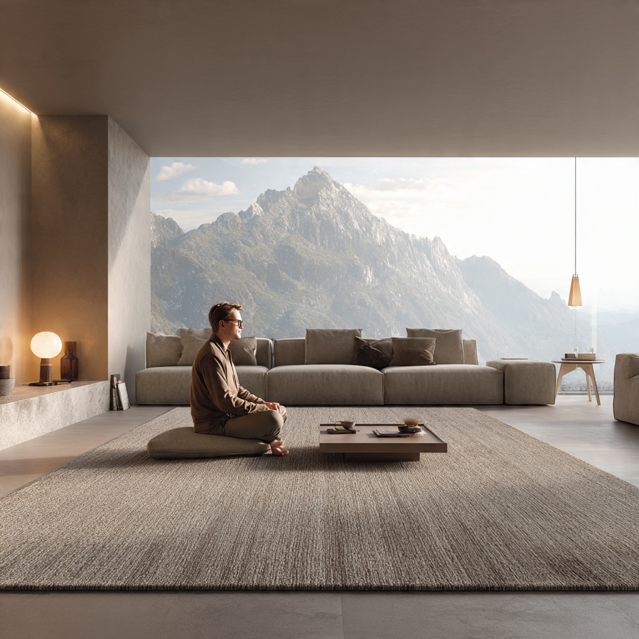 a highly detailed living room focused on 1