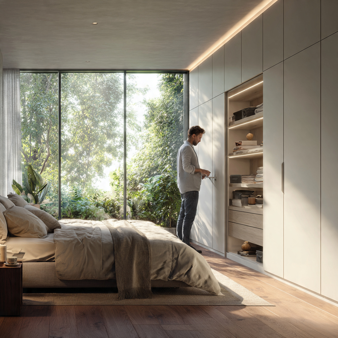 a highly realistic bedroom scene with a