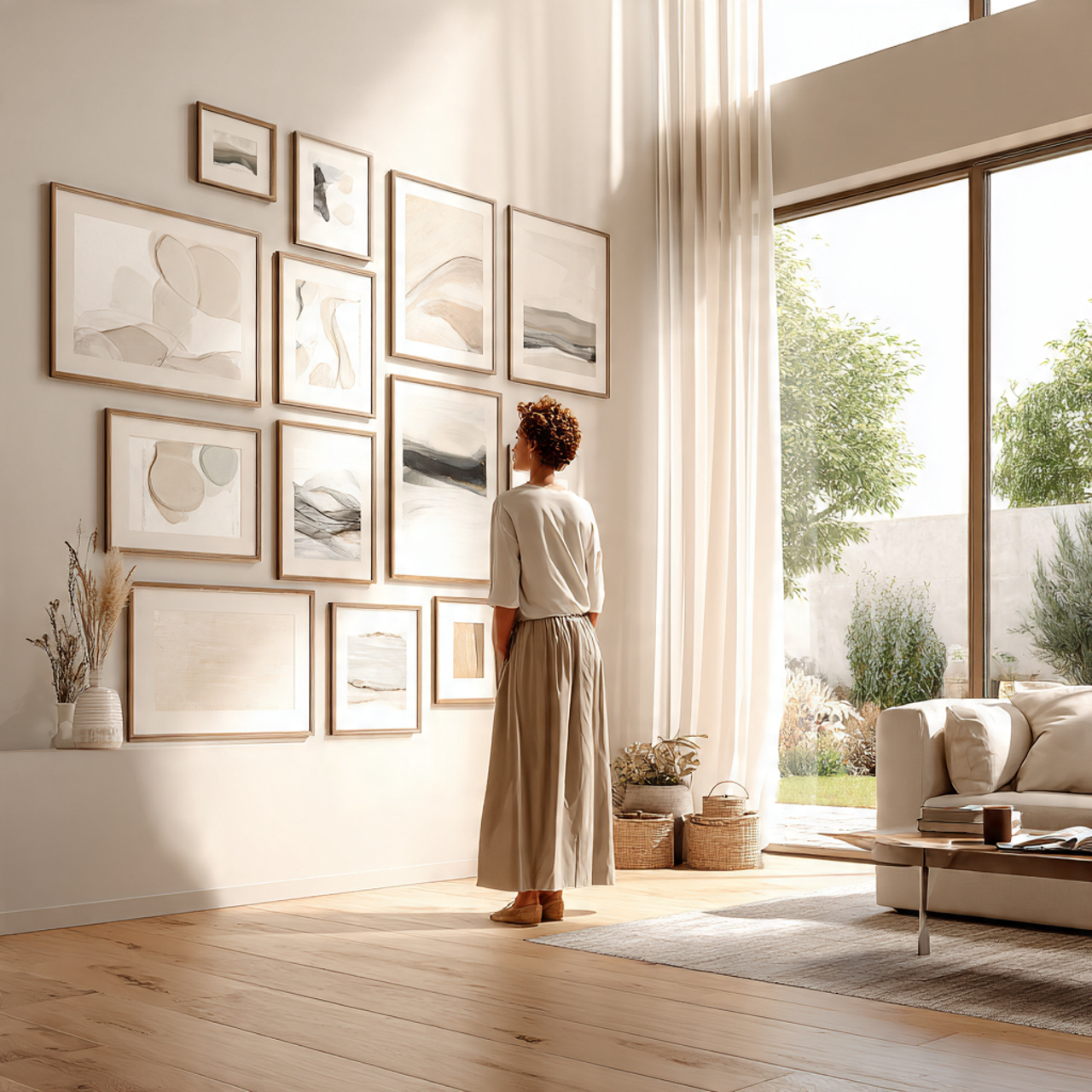 a hyper realistic modern living room illustrating modern