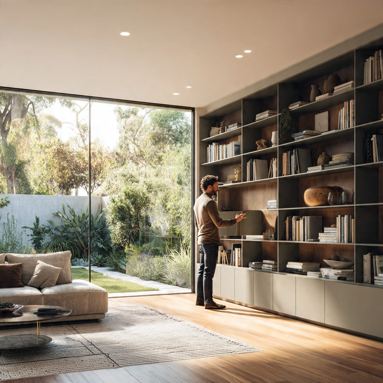 a hyper realistic modern living room showcasing modern