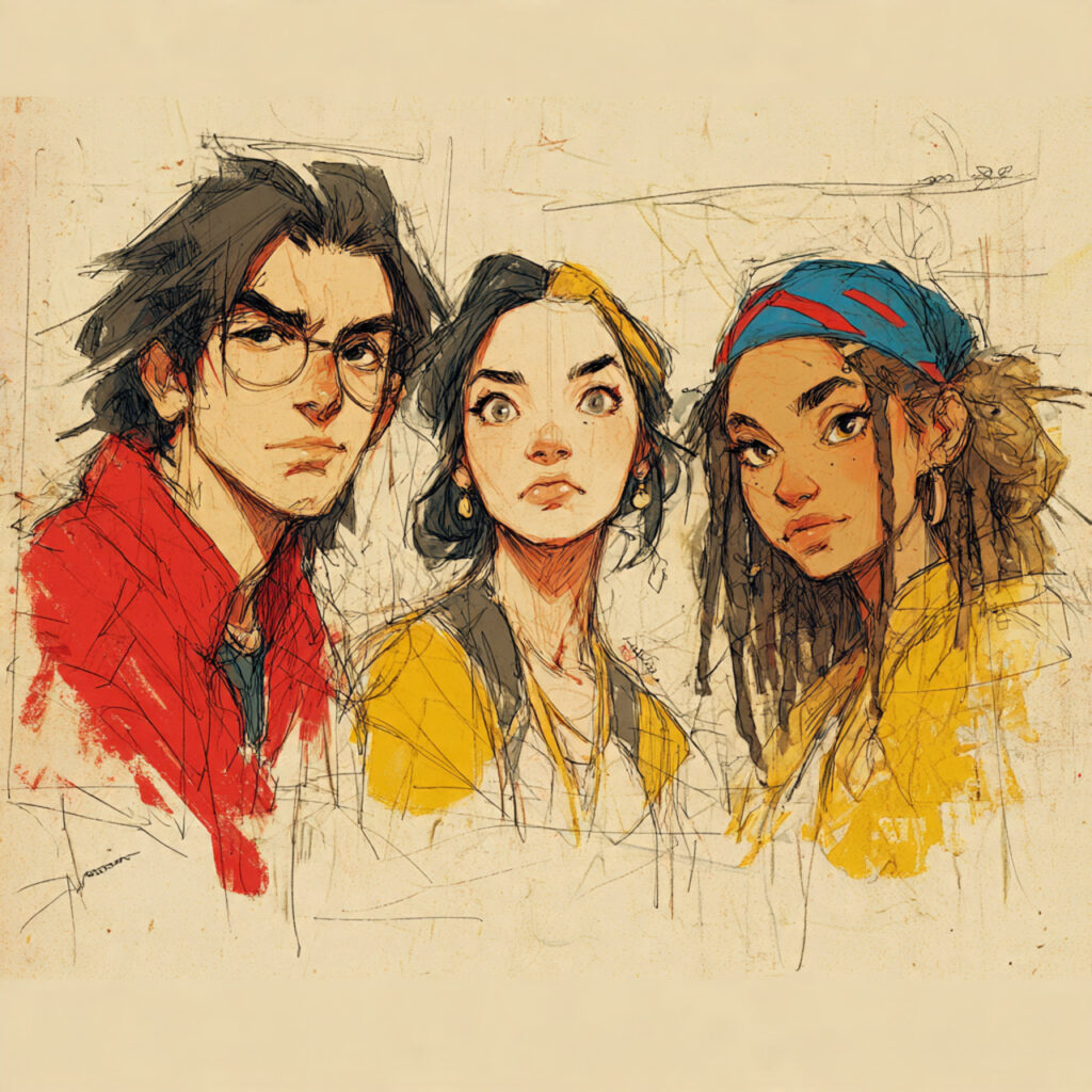 a lively creative studio with red yellow