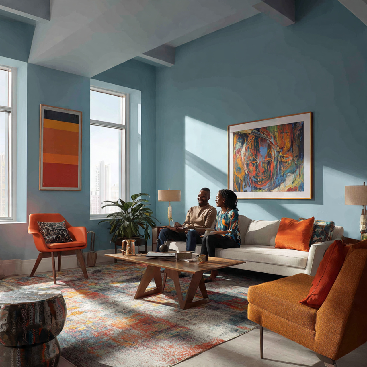 25 Transform Your Space with Stunning Paint Color Schemes for Stylish Home Ideas 25 a lively living room using complementary color