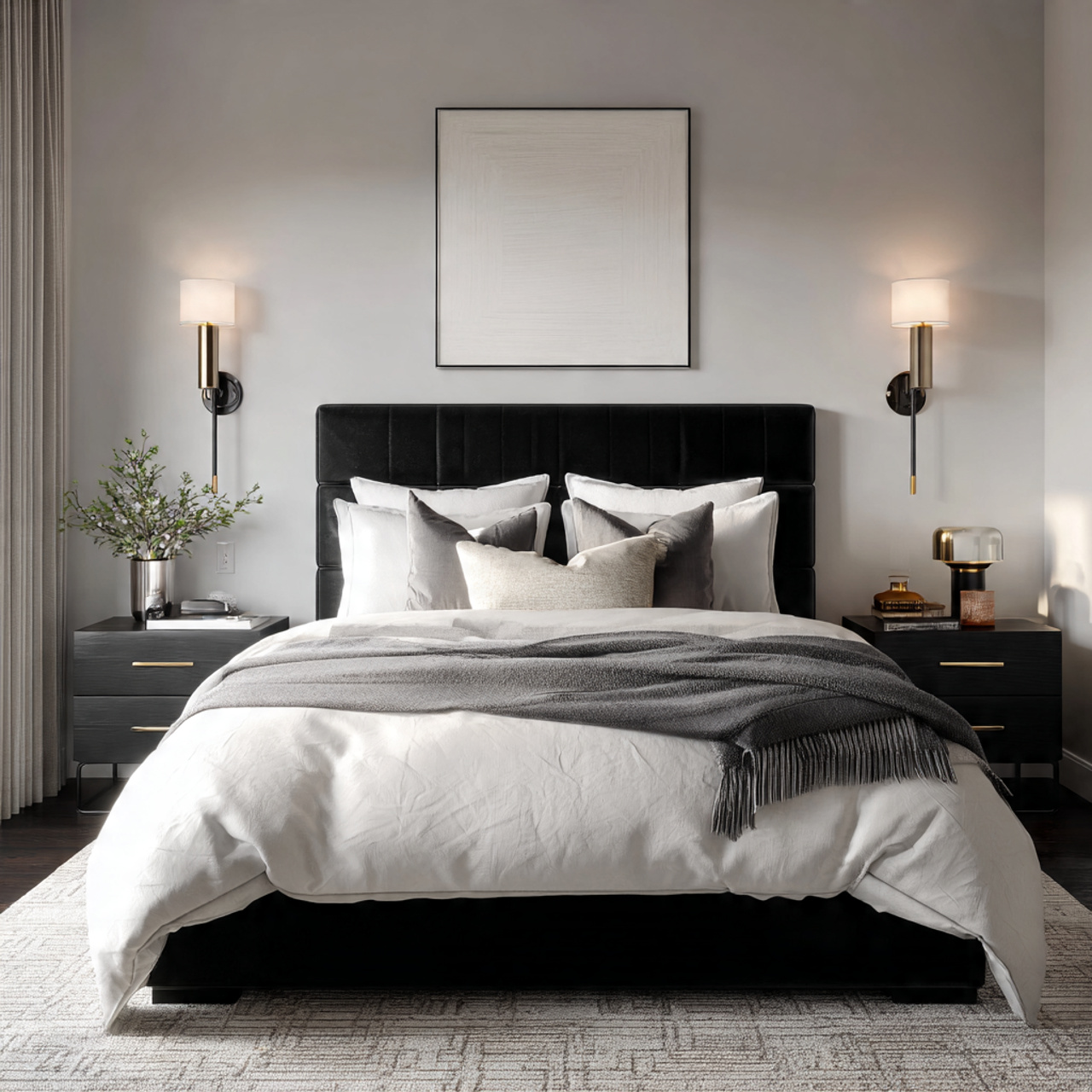 Elegant Black & White Bedroom