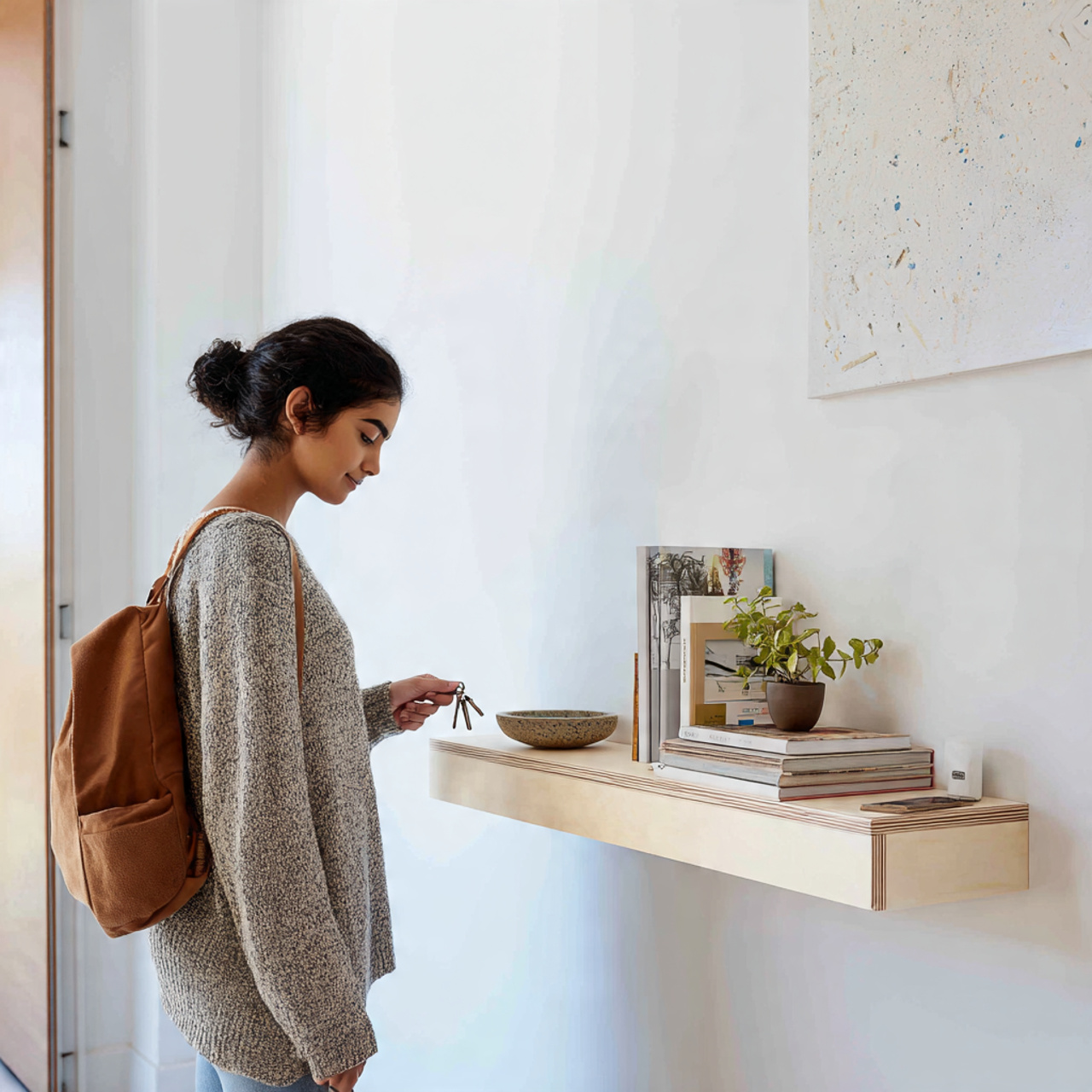 a minimalist apartment foyer using entryway decor
