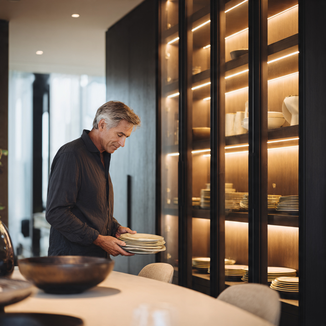 a modern dining room displaying dining room