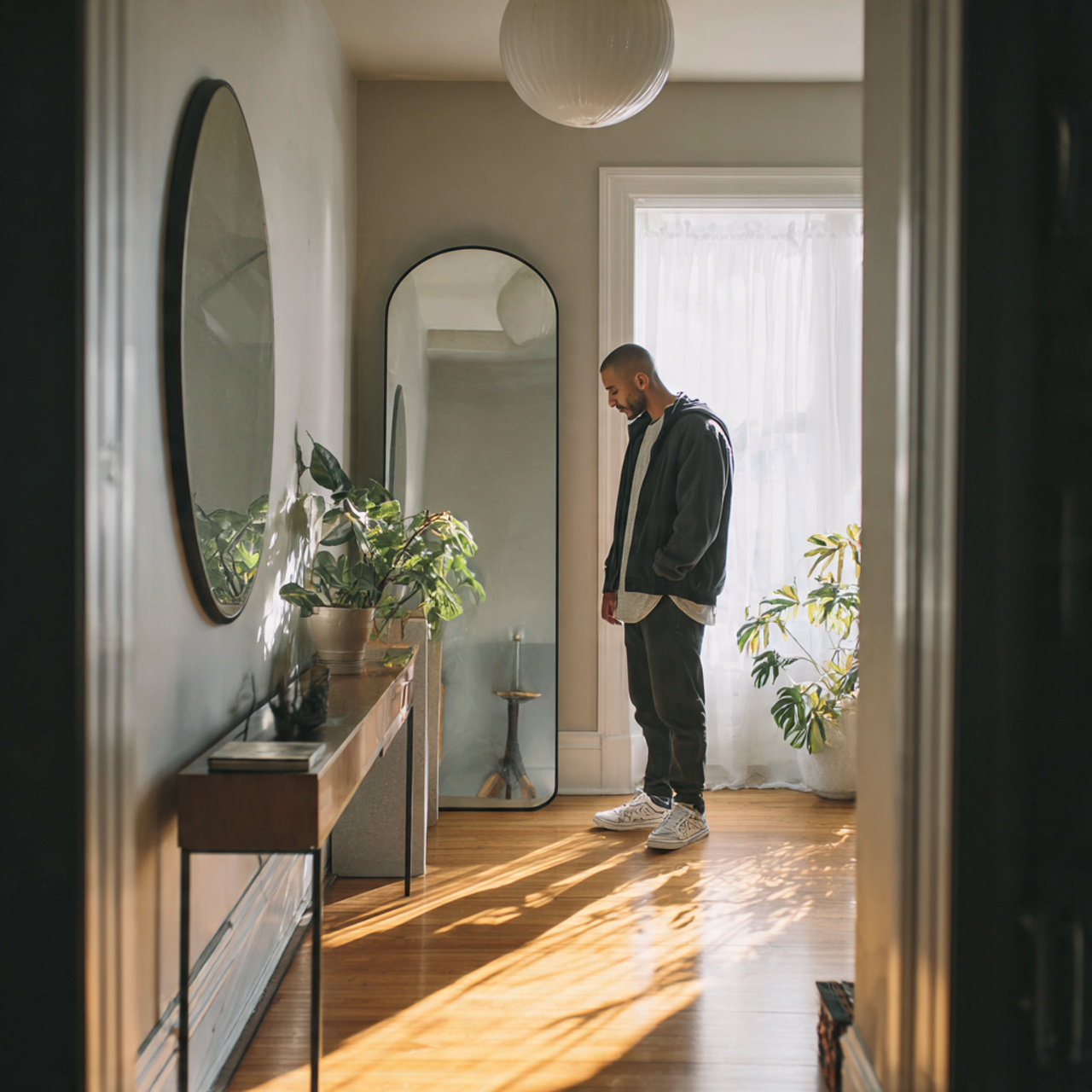 a modern hallway applying entryway decor ideas