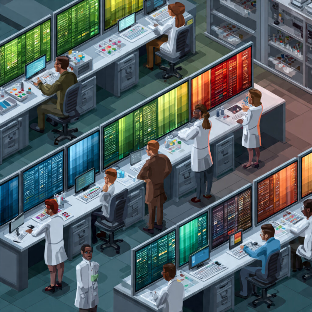 a modern laboratory or data lab with