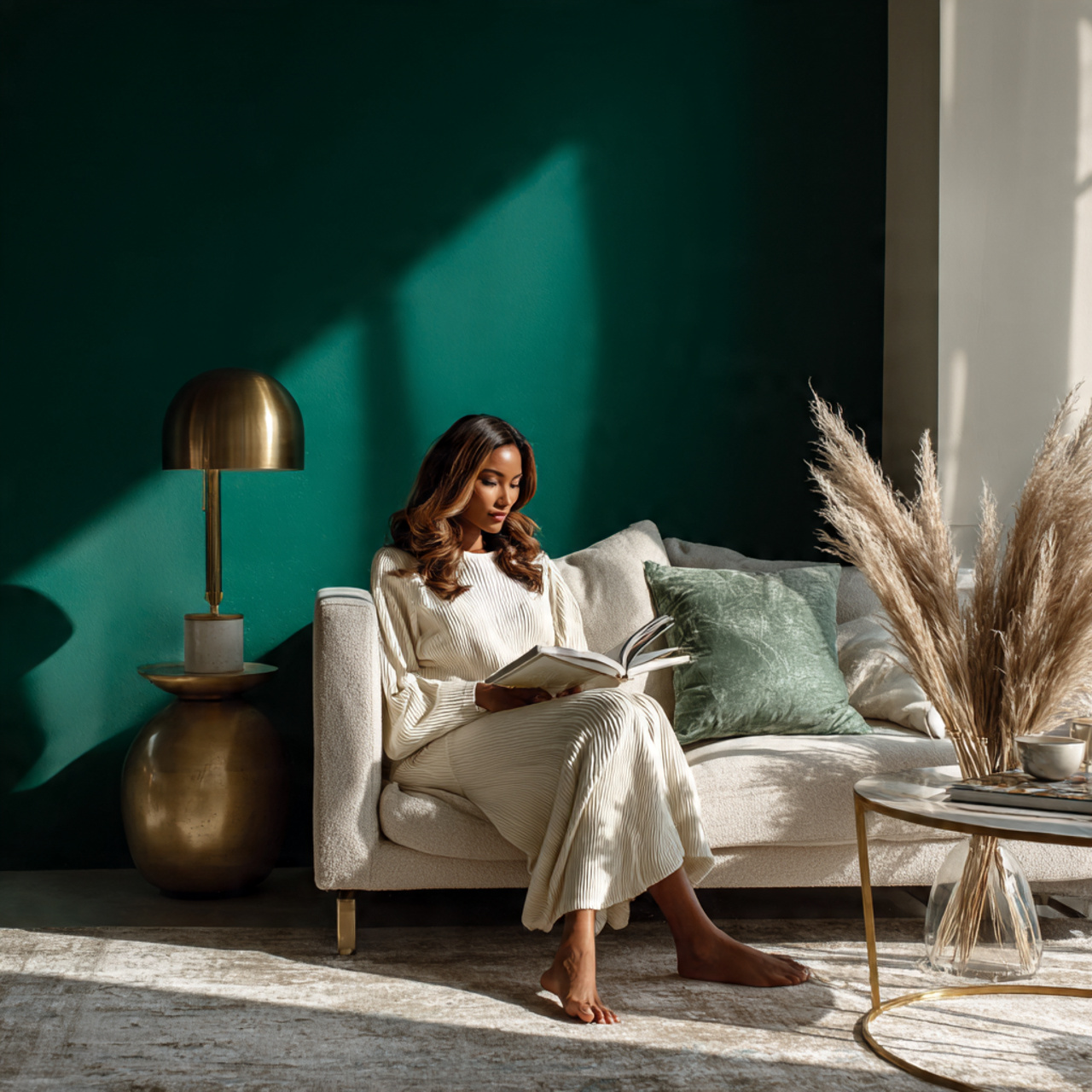 a modern living room featuring a deep