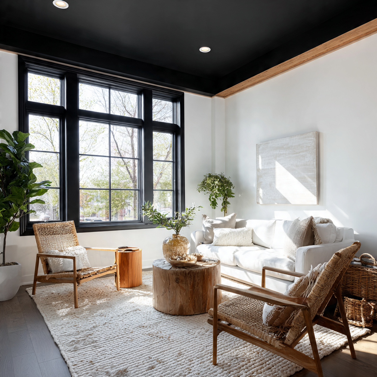 25 Elegant Black & White Bedroom Ideas | High-Contrast Style 16 a modern living room with a bold