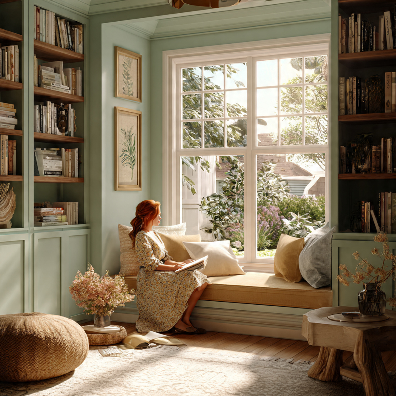 a photorealistic image of a cozy living