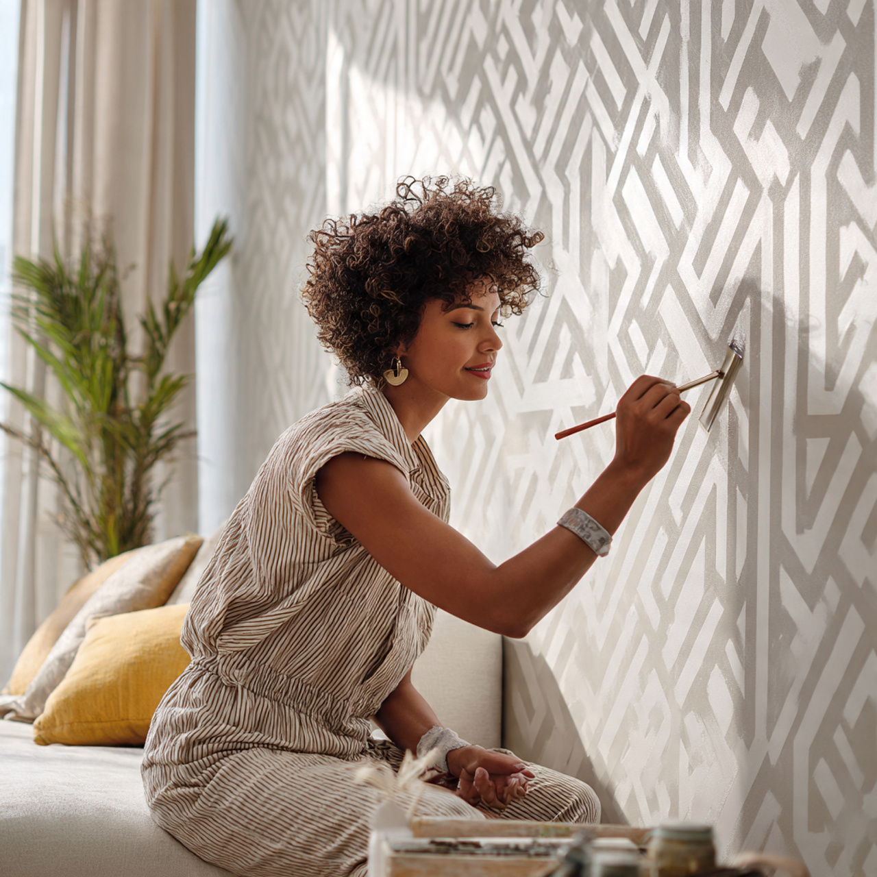 a photorealistic image showing living room wall