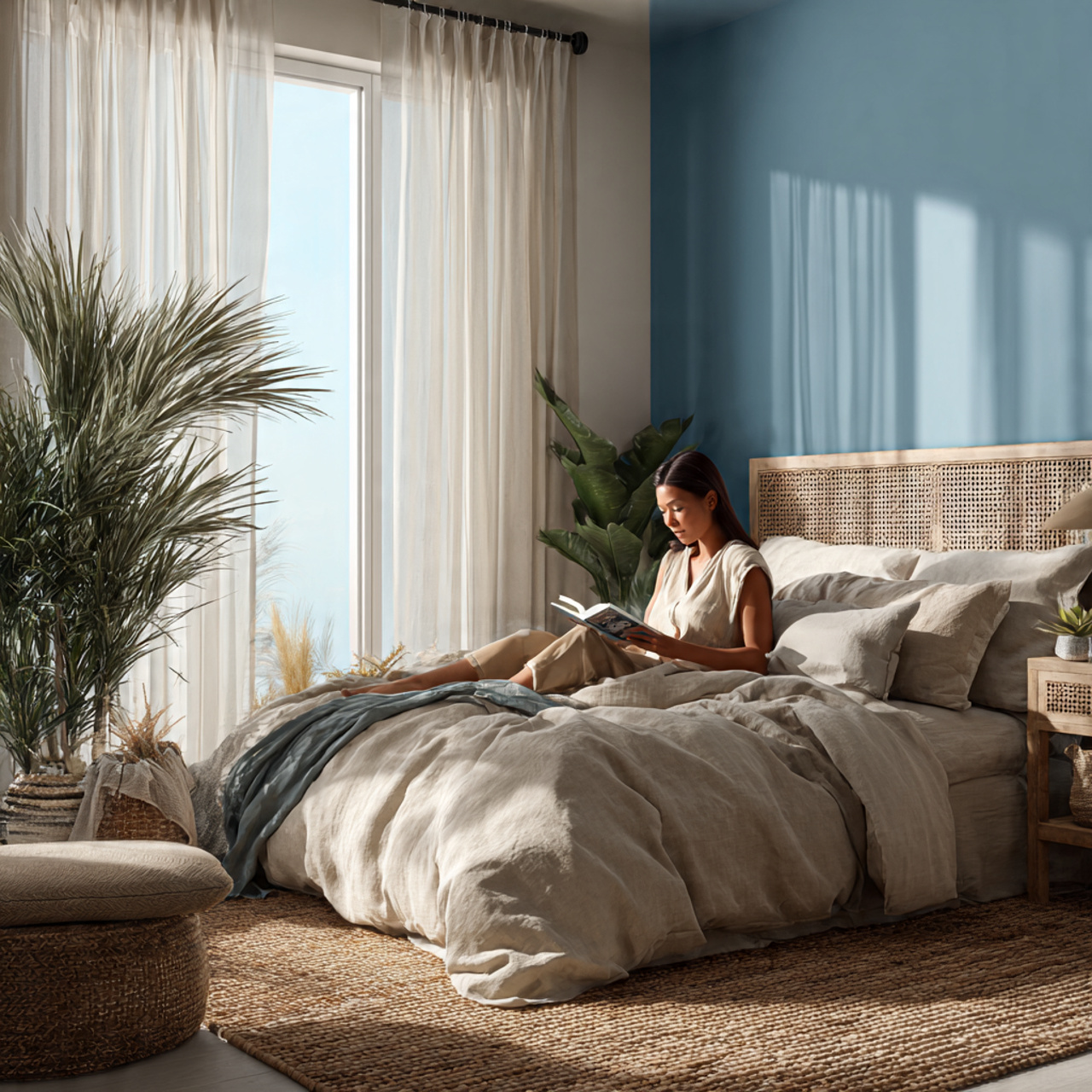 a photorealistic modern bedroom using bedroom color