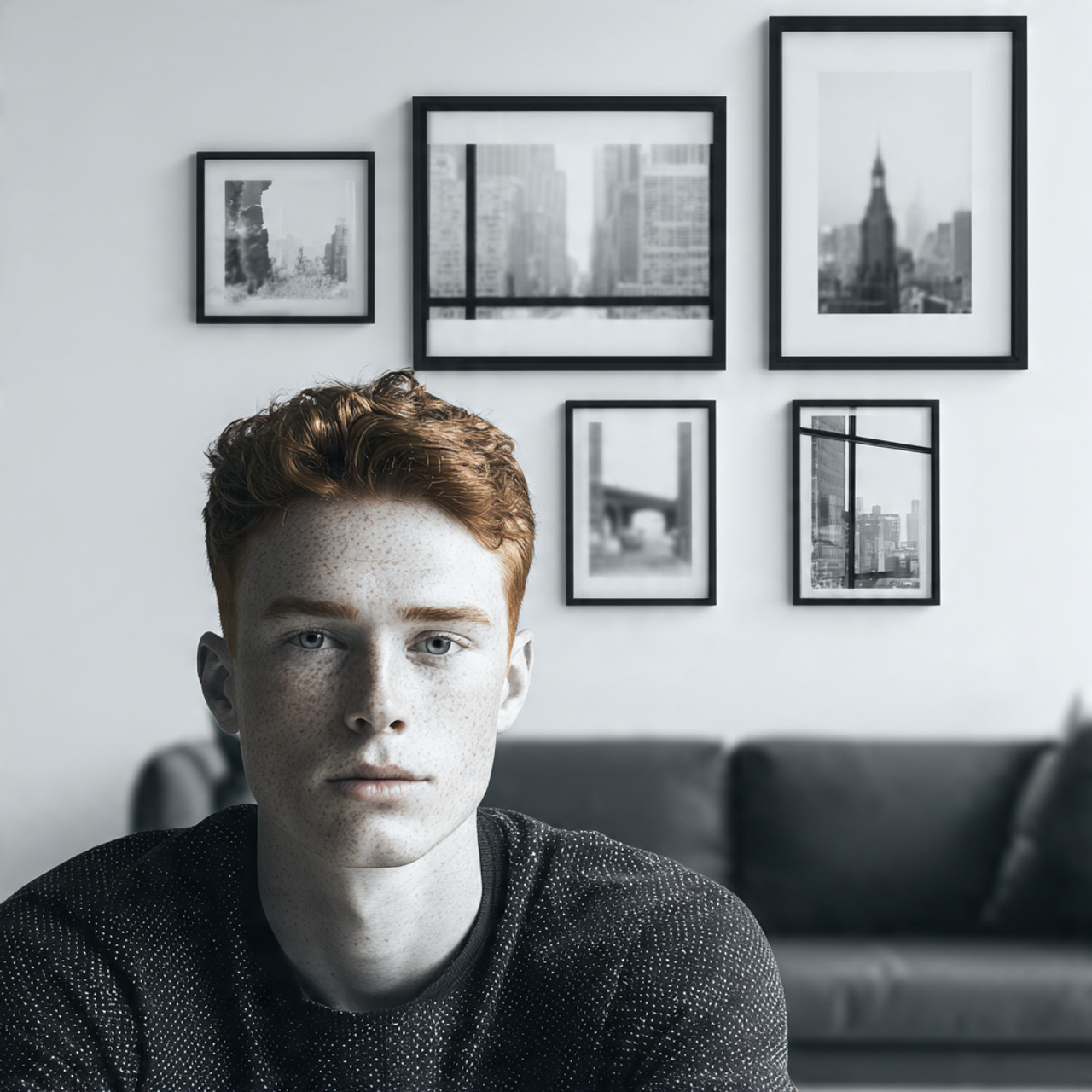 a photorealistic scene presenting living room wall