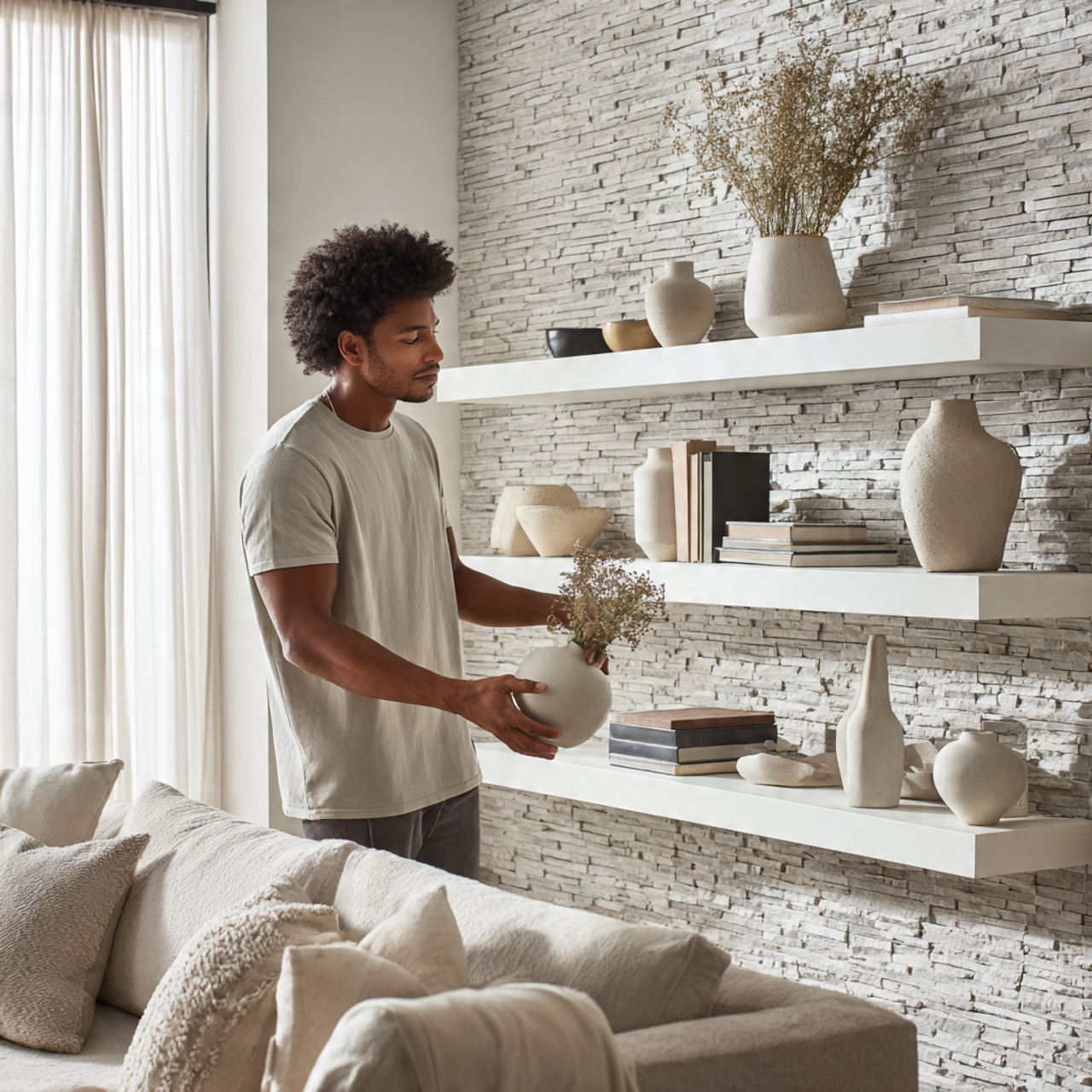 a realistic interior featuring modern living room