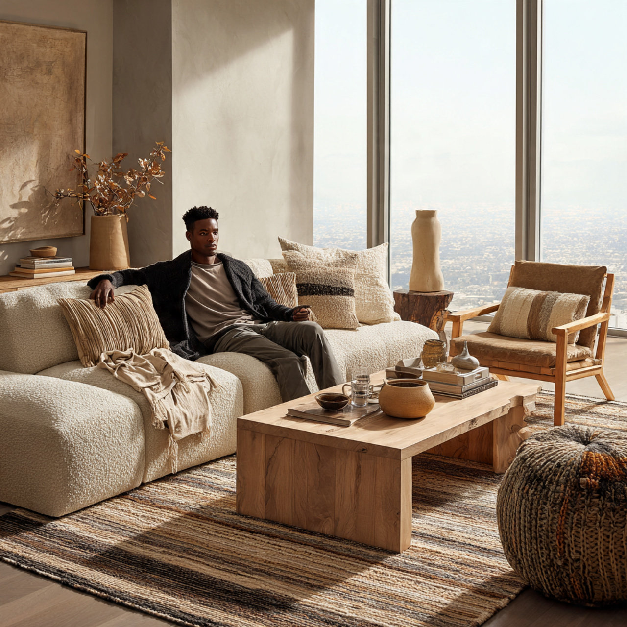 a realistic interior portraying modern living room