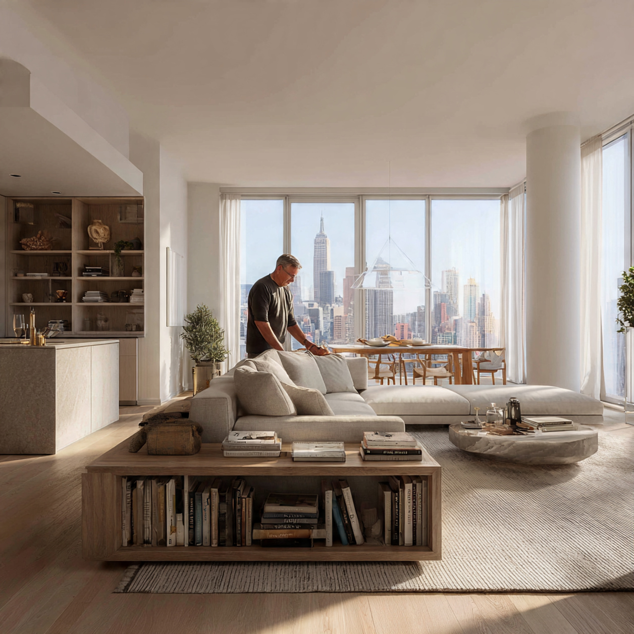 a realistic scene illustrating modern living room