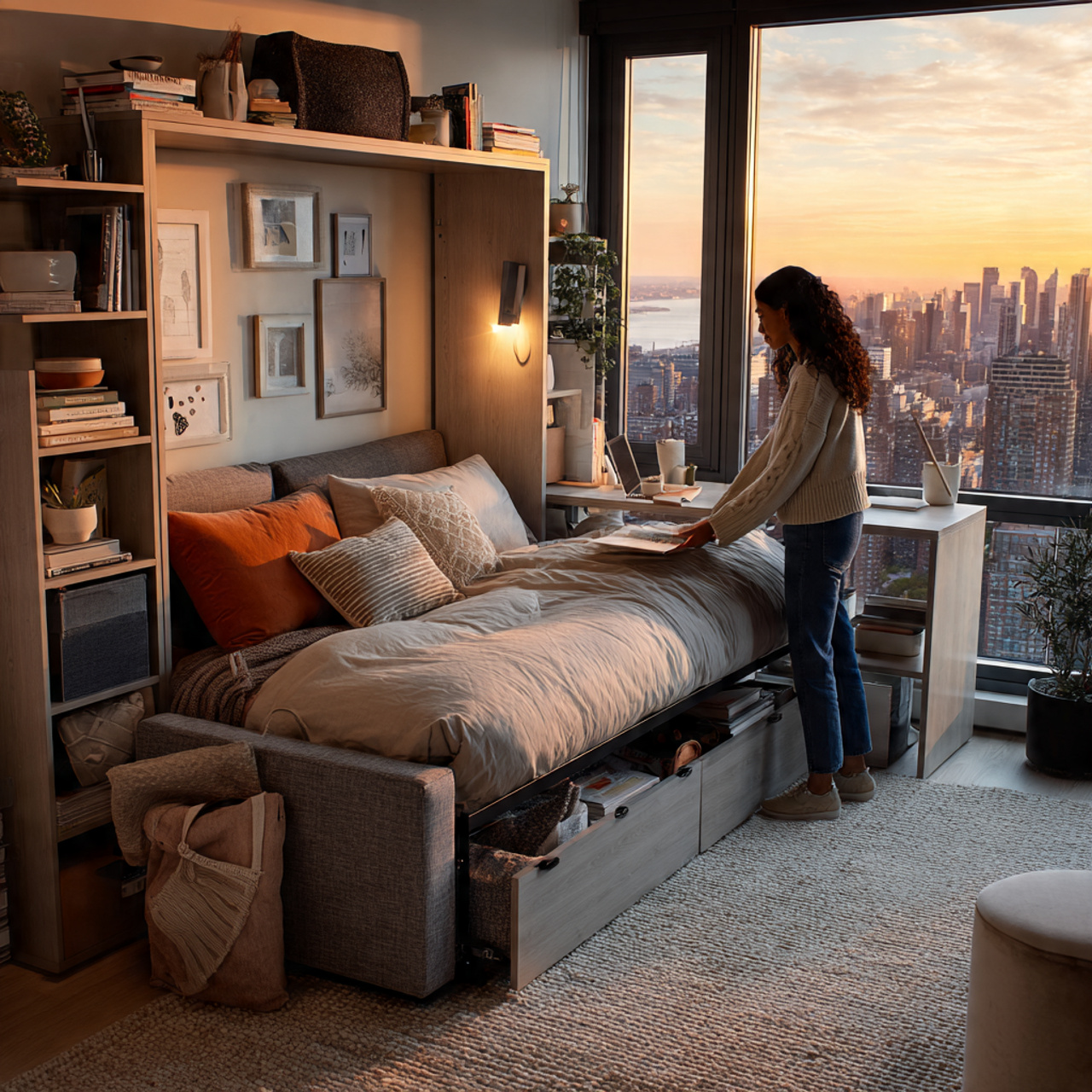 a realistic scene of a compact apartment