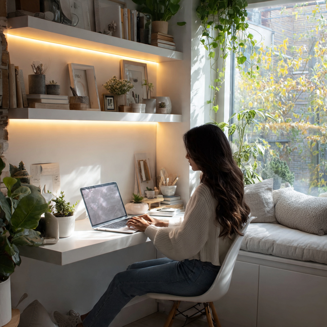 a realistic setup showing a small room