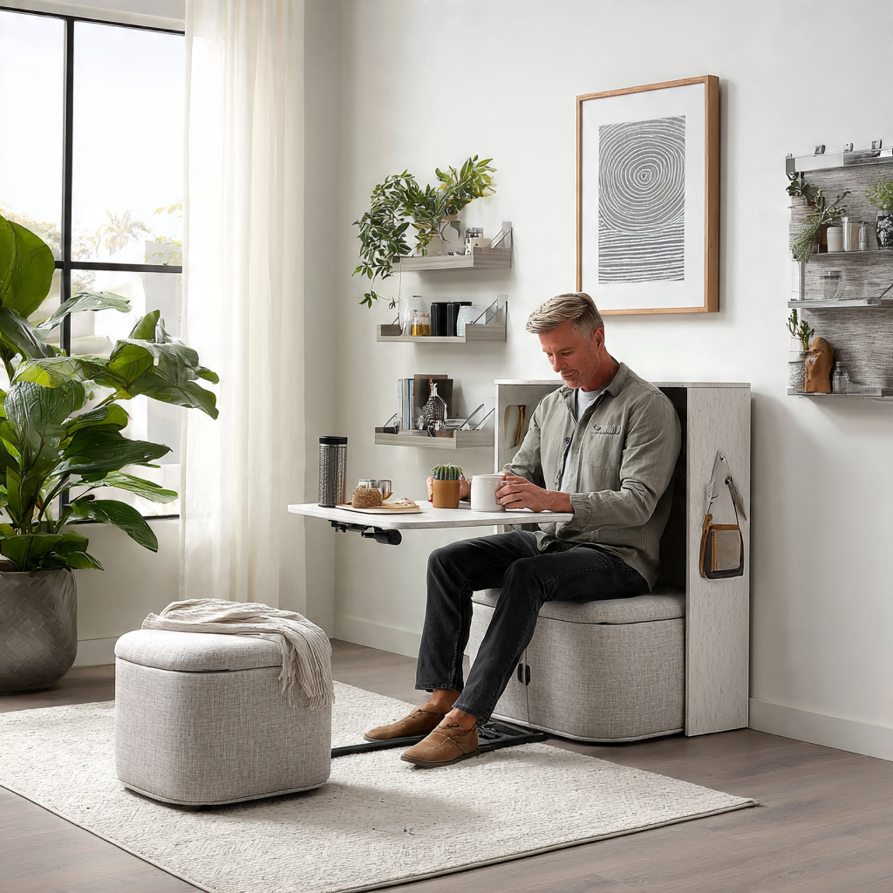 a realistic small studio room view featuring