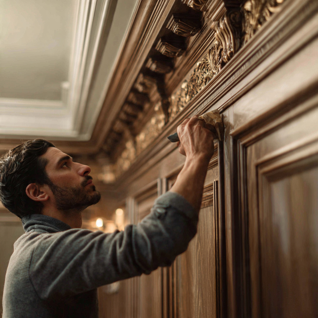 a refined interior featuring roasted pecan wood