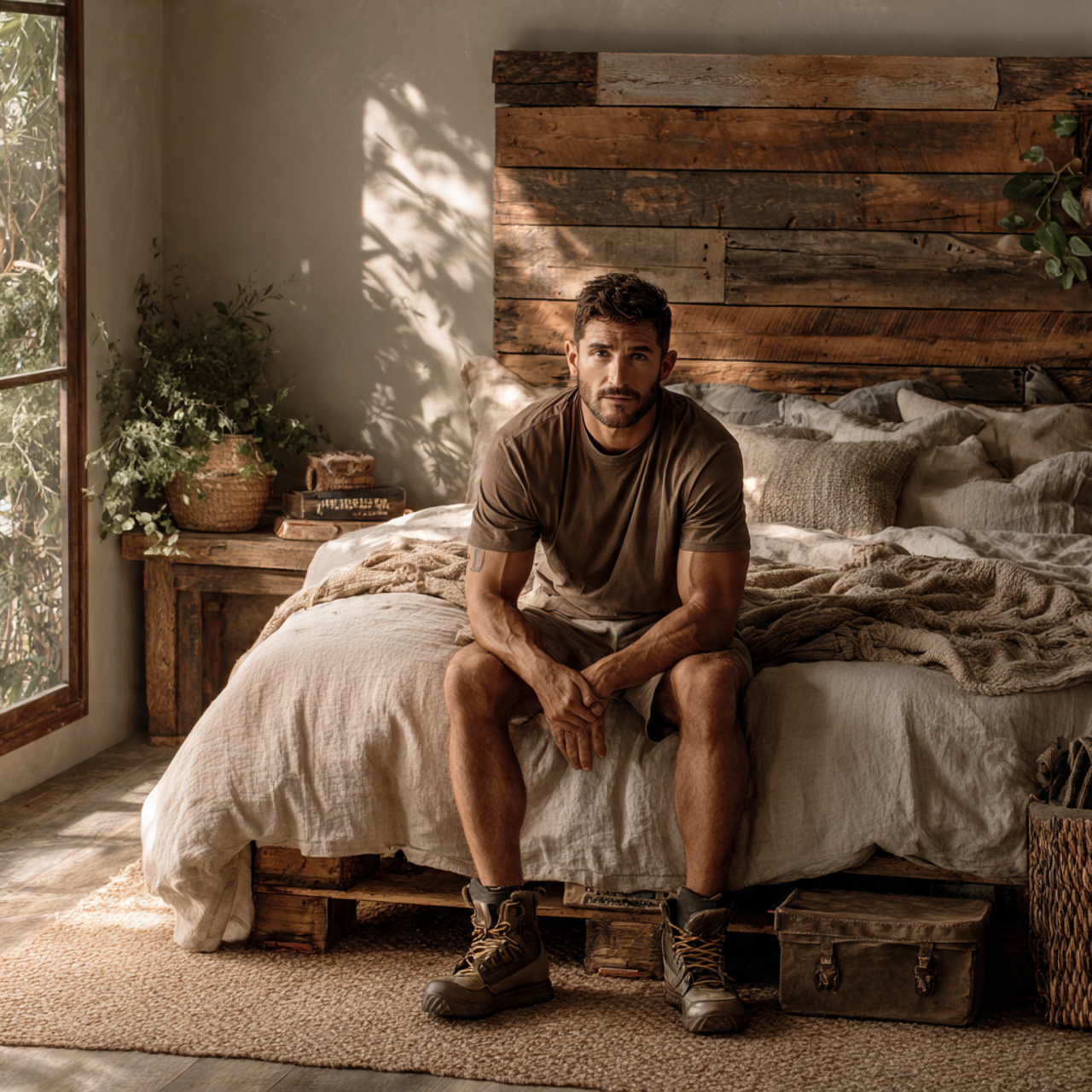 25 Farmhouse Bedroom Ideas to Create a Warm, Elegant Retreat 2 a rustic farmhouse bedroom featuring a reclaimed