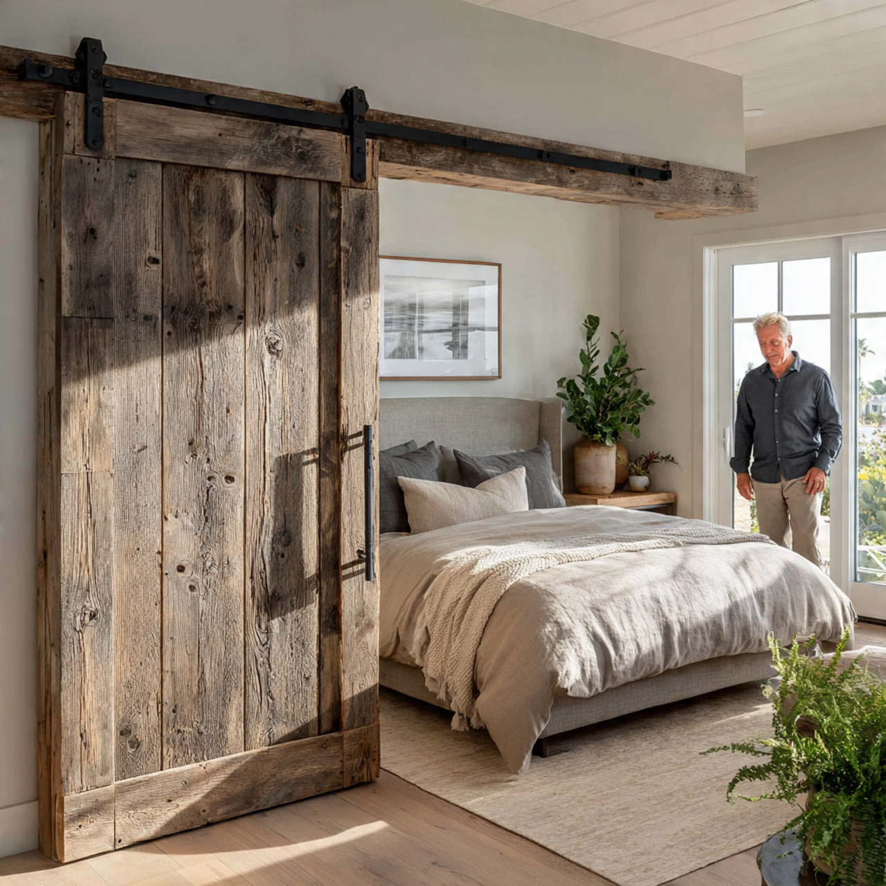 25 Farmhouse Bedroom Ideas to Create a Warm, Elegant Retreat 6 a serene farmhouse bedroom showcasing a rustic